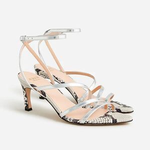 NIB J Crew Metallic Curved Heel Sandals